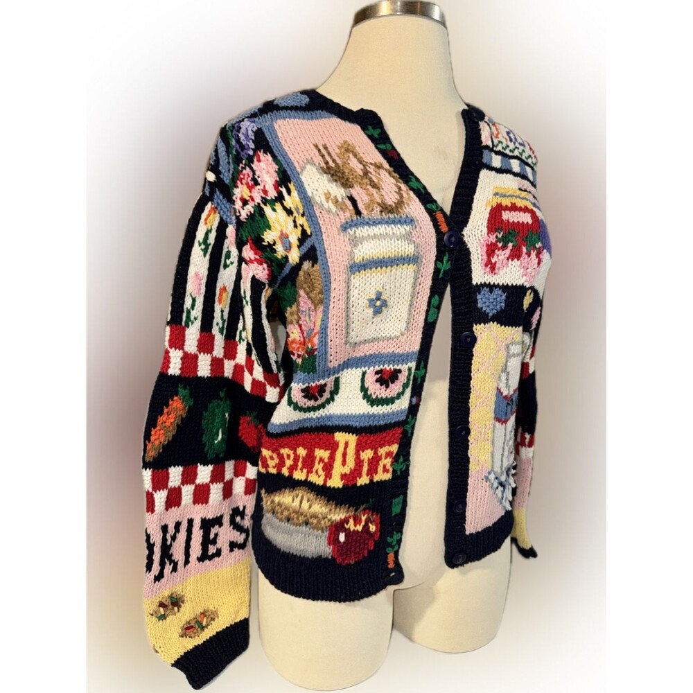 Vintage The Eagles Eye Hand Knit Whimsical Cottage Core Farm House Cardigan